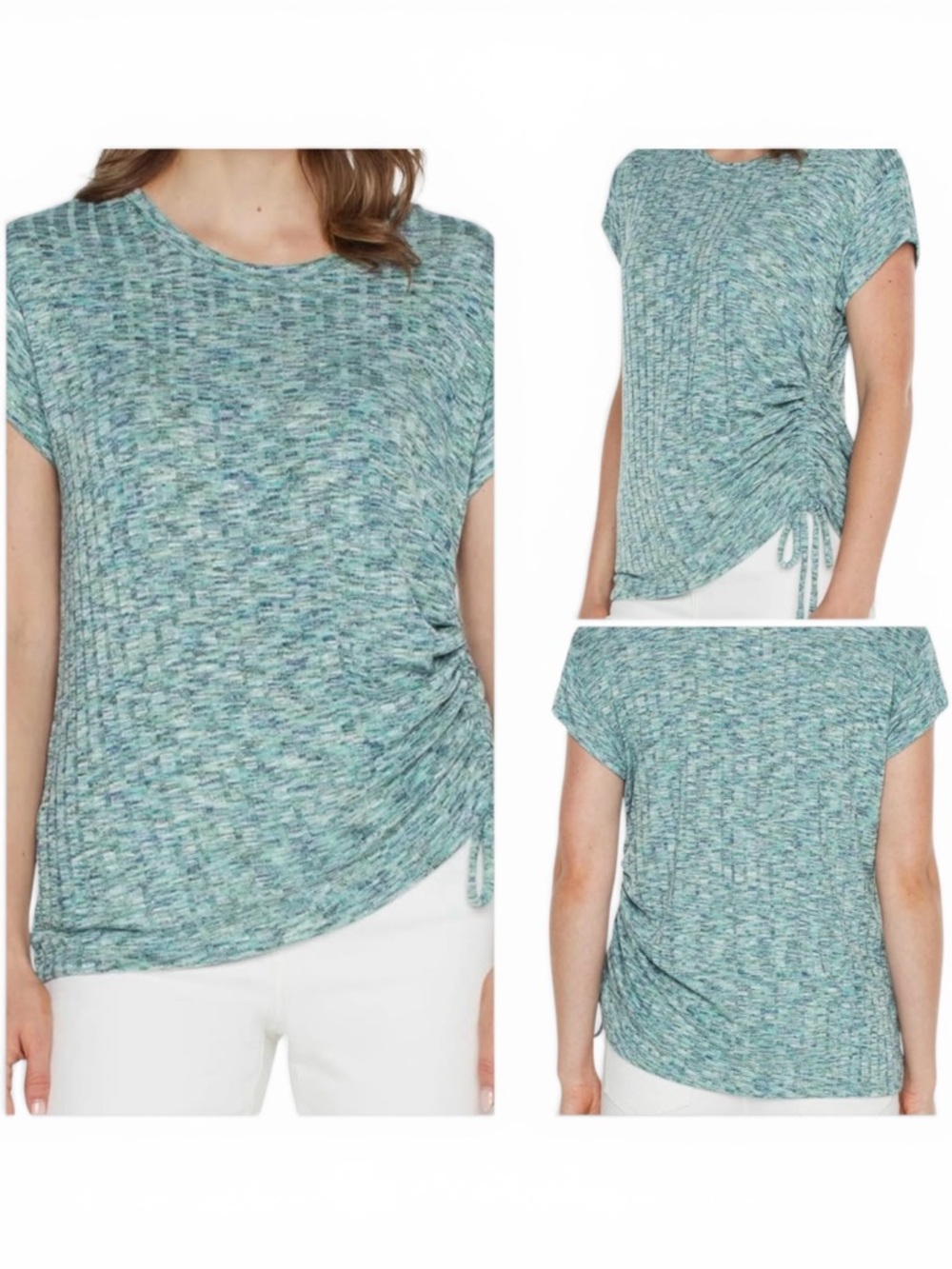 Liverpool Los Angeles Side Detail Scoop Neck Short Sleeve Knit Sweater